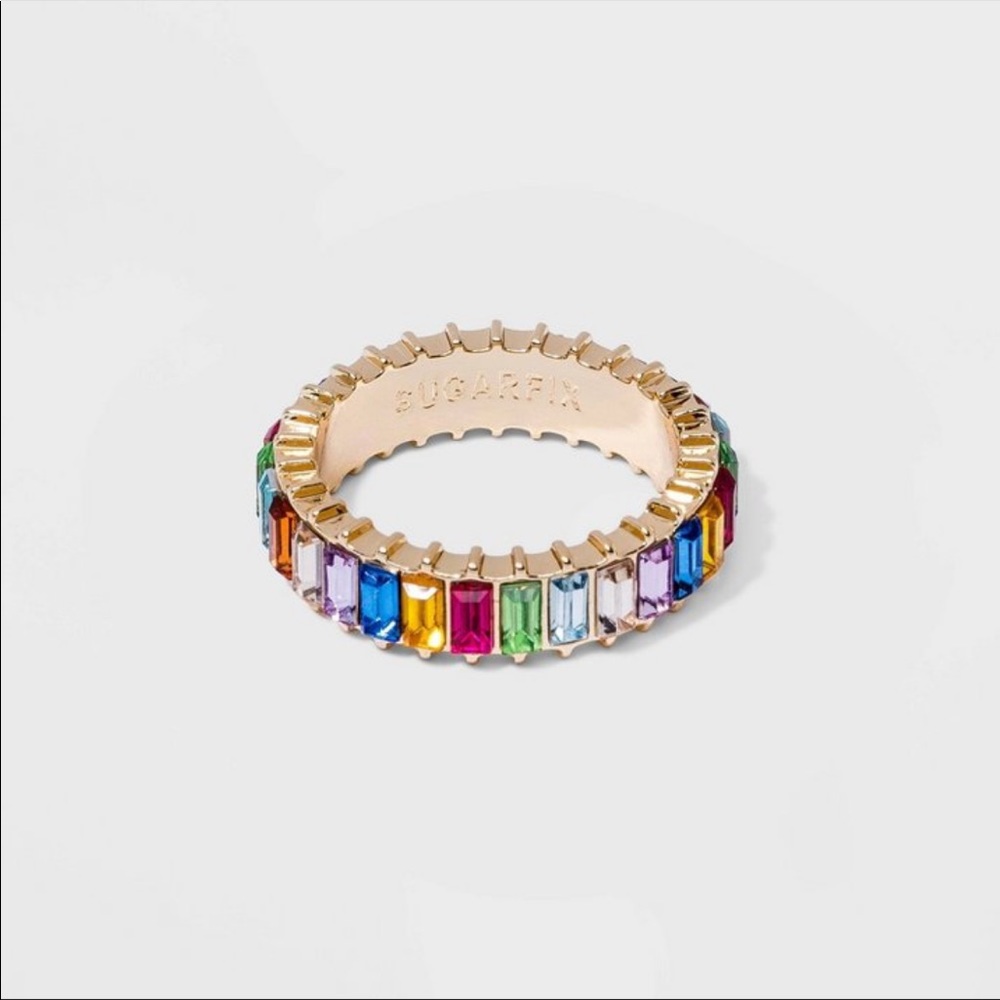 SUGARFIX by BaubleBar multicolor crystal ring size 7.